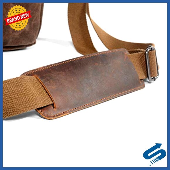 Vintage Wax Canvas Camera Messenger Bag Waterproof Padded SLR DSLR Case - Picture 6 of 7